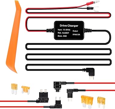 Dash Cam Hardwire Kit,[Upgraded Version] USB C Hardwire Kit for Dash Camera with 12V-24V to 5V Power Supply,Fuse Tap,Blade Fuses & Pry Tool,Protecting Car Dash Cam Front and Rear