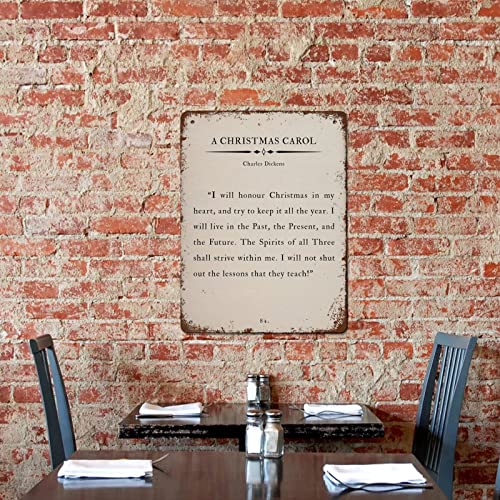 A Christmas Carol Quote Charles Dickens Christmas Poster Inspirational Literature Metal Tin Sign Vintage Wall Decor Retro Art Decorations For Home Bar Pub Cafe Farm Room Office Metal Poster 12X16 Inch #TOP4