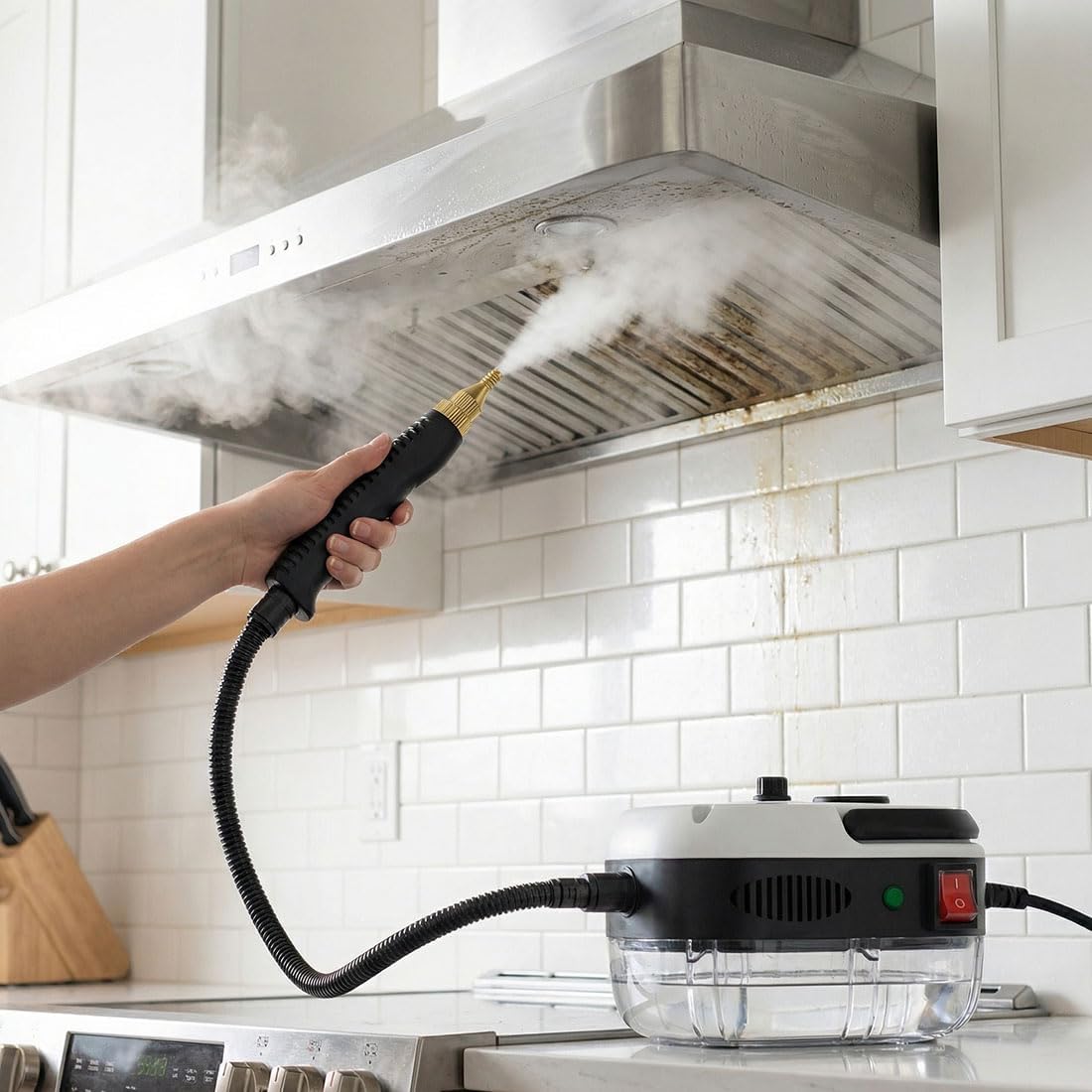 2500w Handheld High-Temperature Pressurized Steam Cleaner, Handheld Steam Cleaner for Stubborn Grease & Stains, All Purpose Steam Cleaner, Large Water Tank for Kitchen, Bathroom, Car (1PC)