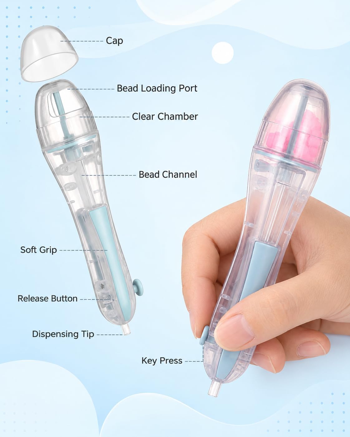 3Pack 2.6mm Fuse Bead Pen, Fuse Bead Placement Tool, Transparent Dispenser
