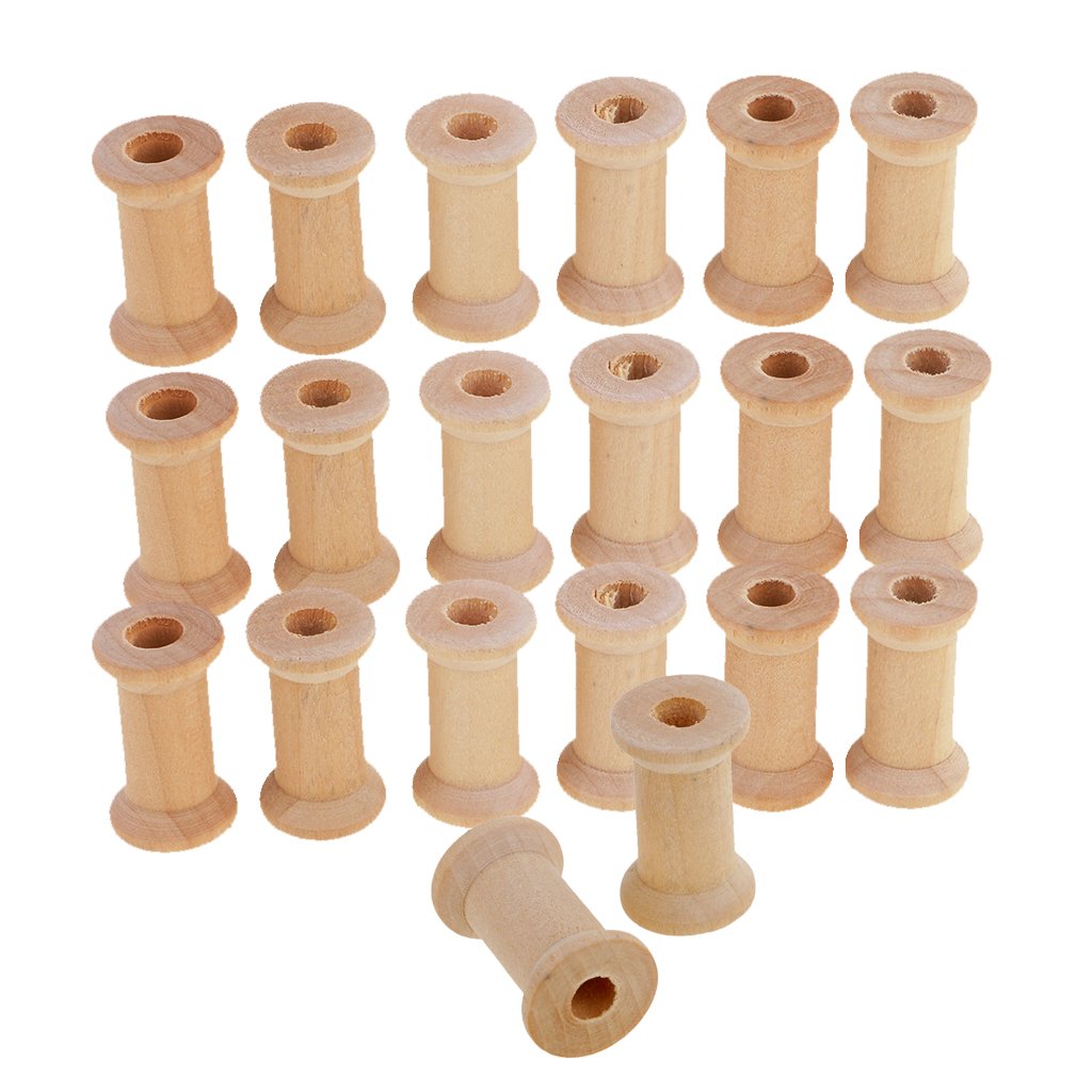 Inzopo 100 Pieces Wooden Empty Thread Spools Diy Reel Bobbin Sewing Tool Natural Color