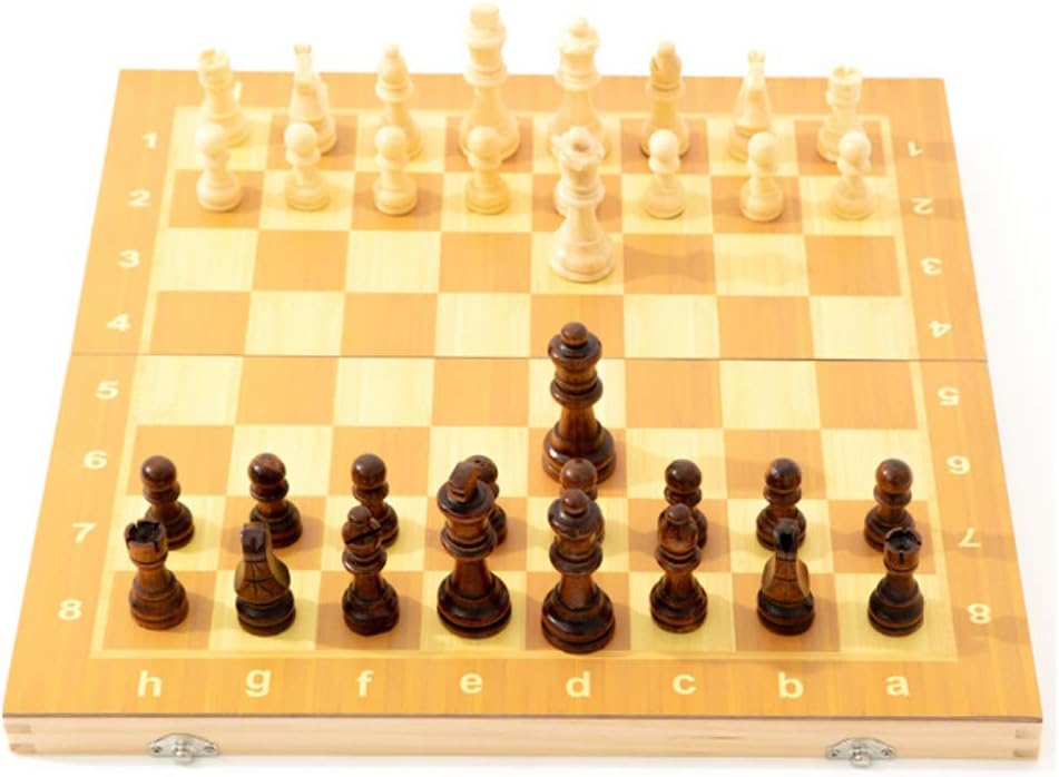 Foldable Chess Set Wooden Travel Chess with Chess Pieces Internal Slots for Easy Carrying Luxury Educational Toy Gifts Chess Gifts, Large