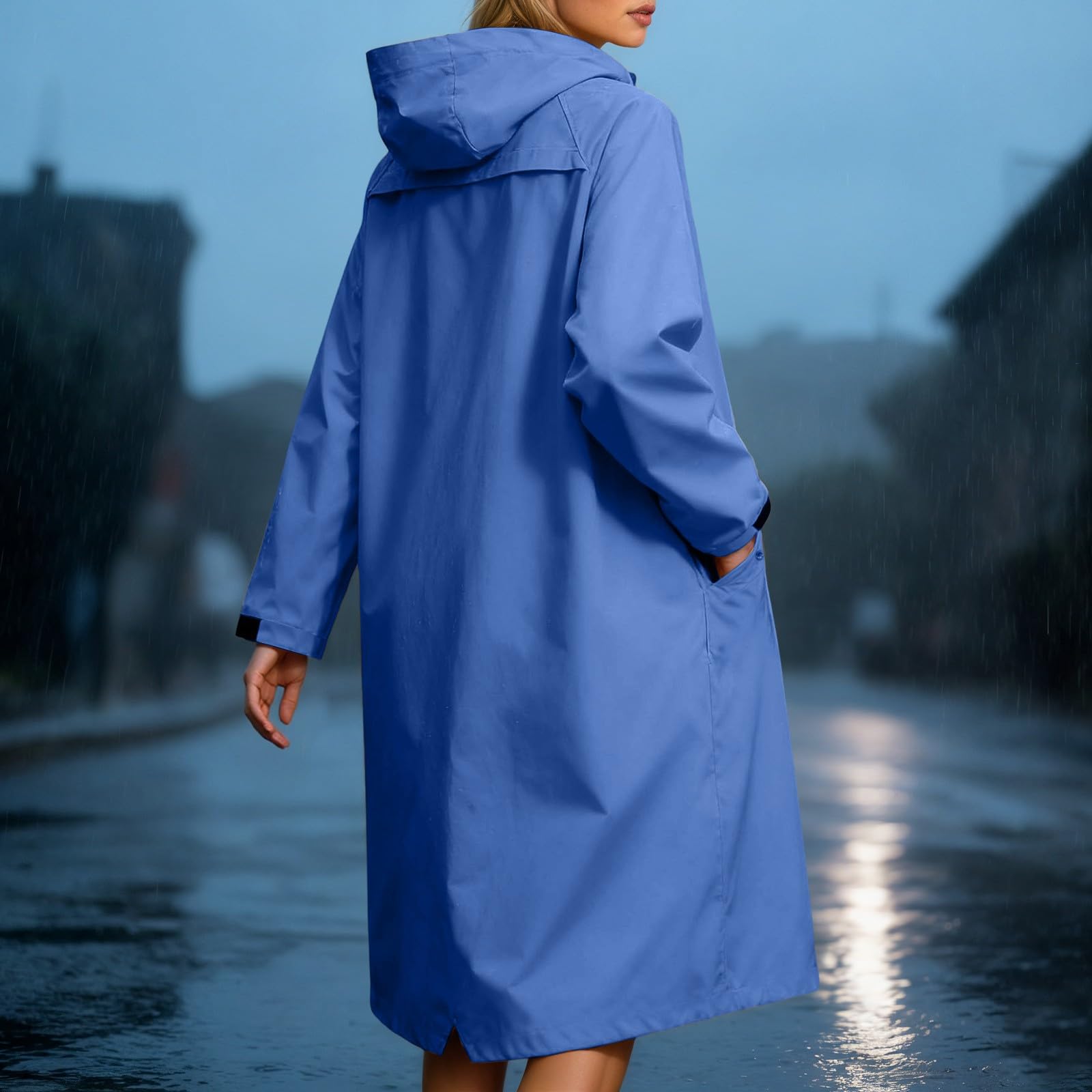Generisch Cappotto impermeabile da uomo e donna, impermeabile, traspirante, parka impermeabile, per attività all'aperto, giacca a vento lungo, trench, giacca impermeabile ripiegabile, giacca softshell