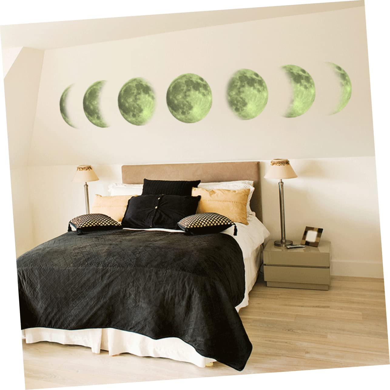 Glow in The Dark Fluorescent Moon Phase Wall Stickers - PVC Décor for Kids Bedroom Nursery, and Living Room - Image 2