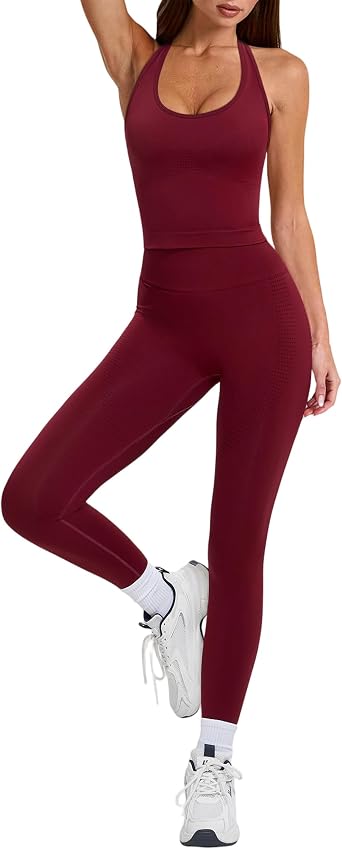 MOOSLOVER Women 2 Piece Workout Sets Halter Sports Bra Butt Lifting Leggings Gym Yoga Outfits