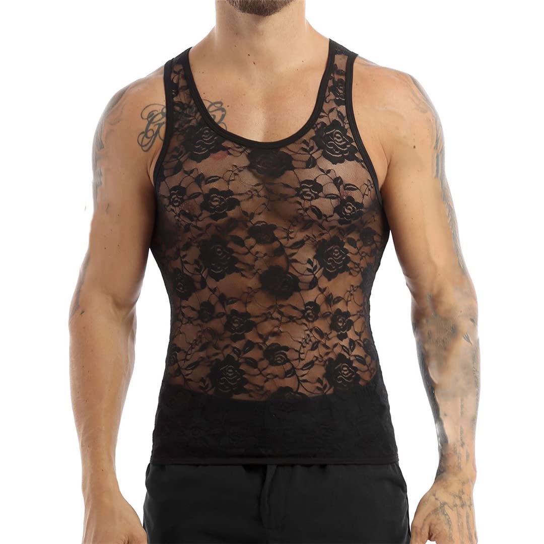 Generisch Vice Débardeur Homme Sexy Sans Manches - Dentelle Épaules Dénudées