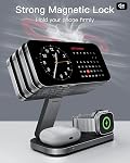 3 in 1 Wireless Charging Station for Apple Device, Qi2 25W Foldable Magnetic Wireless Fast Charger Stand Compatible with MagSafe for iPhone Air/17e/17/16/15/14/13/12 Series, Apple Watch&AirPods-Black