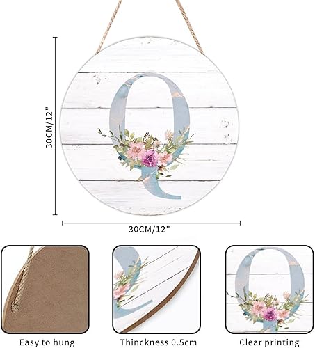 Vista 100 de Welcome Sign Front Decor Initial Letter B Round Wood Sign Monogram Purple Floral Wooden Plaque Blossom Floral 10in Country Wood Hanging Signs for