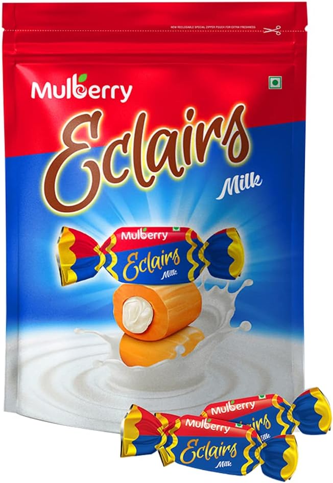 Mulberry Milk Eclair Toffee 500g | Delicious Individually Wrapped Milk Eclairs | Birthday Toffee Pack/Gift Pack | 500 gms