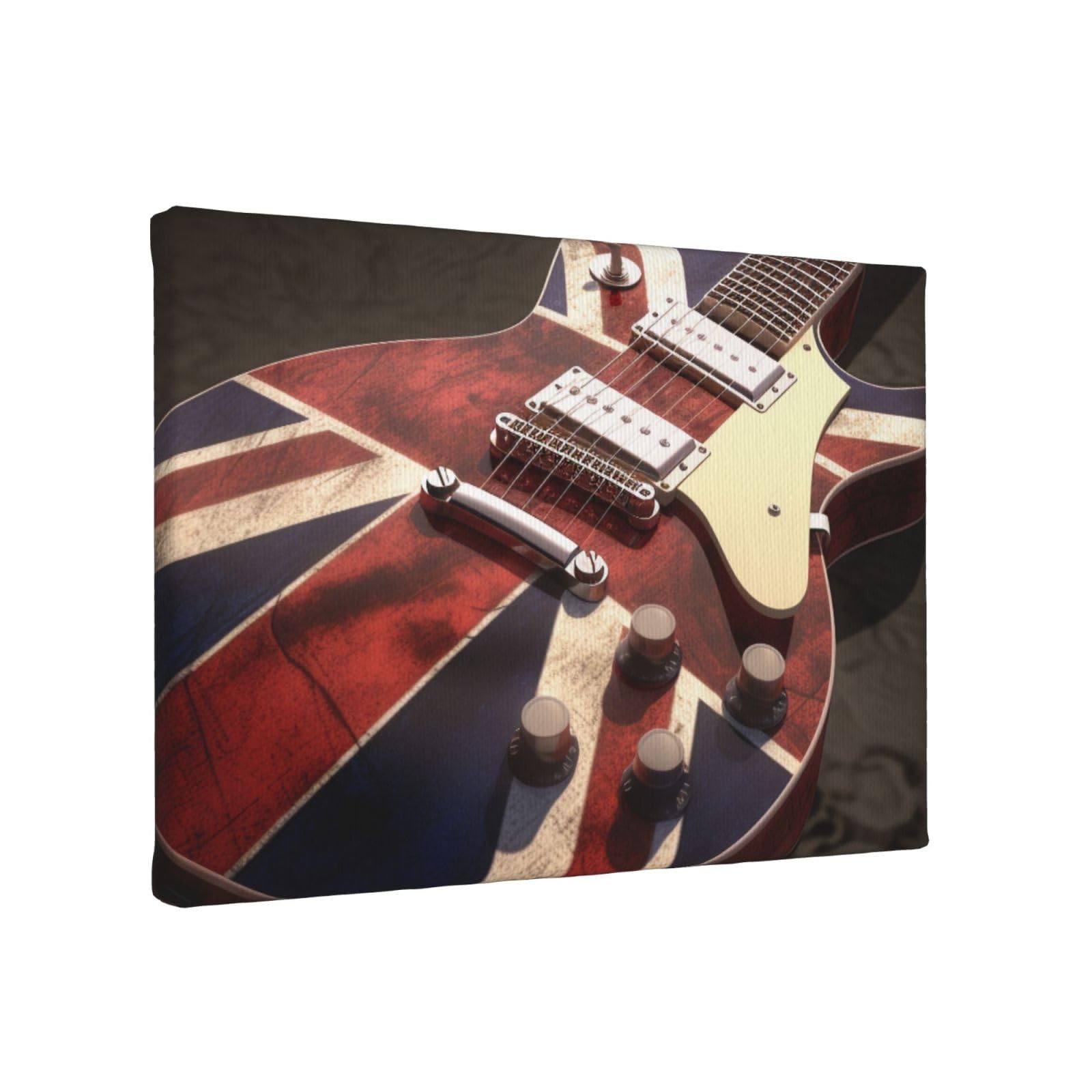 YKLJG Guitar British Flag Printed Wall Art Canvas Painting 30x20 CM Wooden Framed Picture Painting Artwork Prints for Bedroom Kitchen Home Office Decor