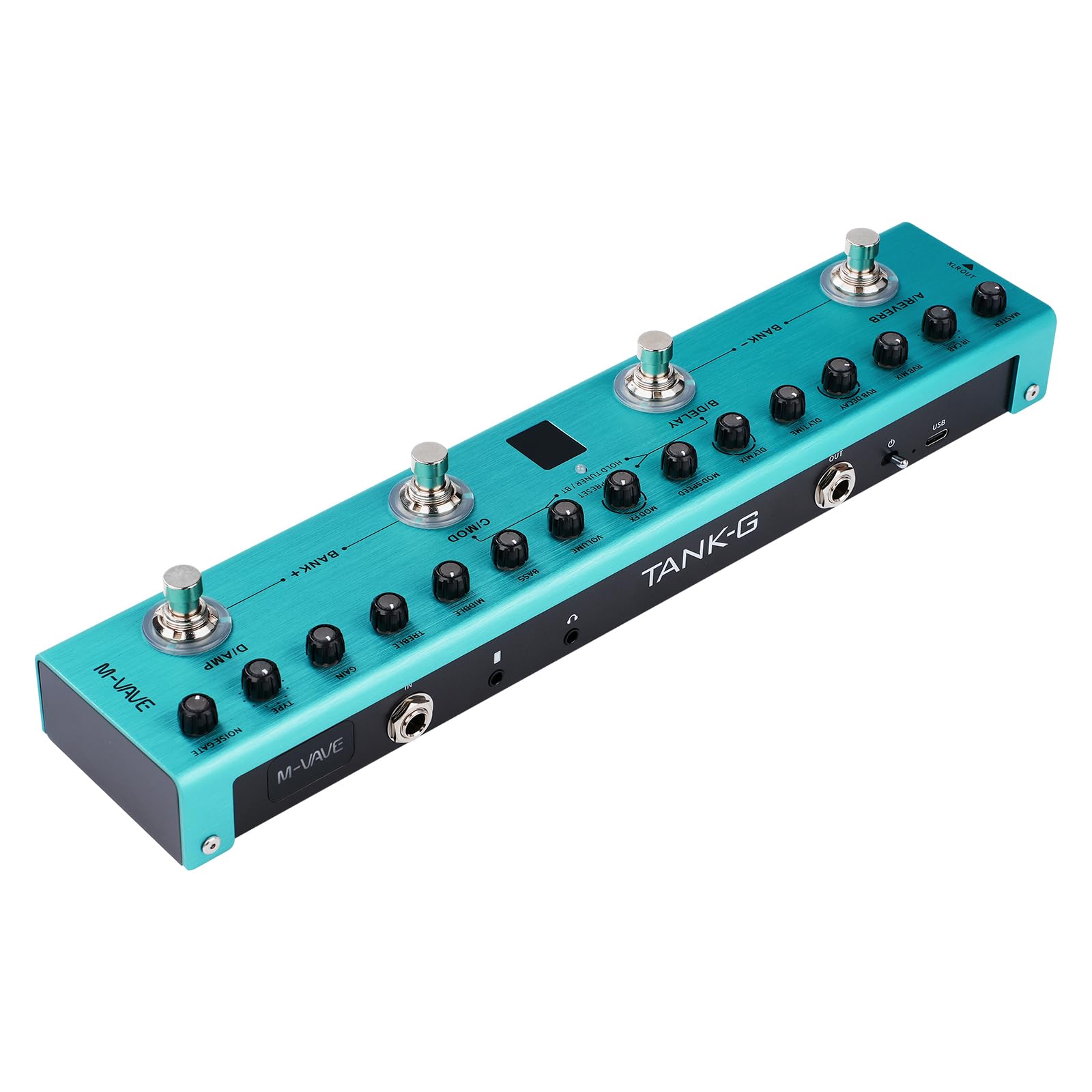 Pedale Multieffetto, TANK-G Dispositivo per chitarra effetto singolo blocco, potente memoria audio, scheda audio integrata, effetto chitarra portatile esterni (batteria integrata da 3000 mAh)