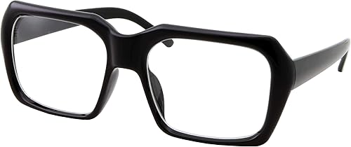 grinderPUNCH Gafas transparentes de nerd negras de gran tamaño, para hombre y mujer, disfraz cuadrado