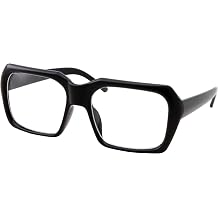grinderPUNCH XL Oversized Black Nerd Clear Glasses - Men and Women - Square Costume