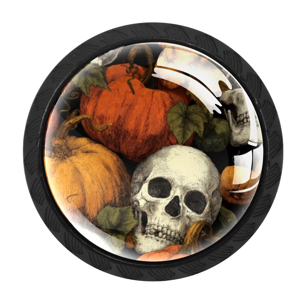 4 PCS Kitchen Cabinet Knobs, Skull Pumpkins Drawer Knobs Dresser Handles