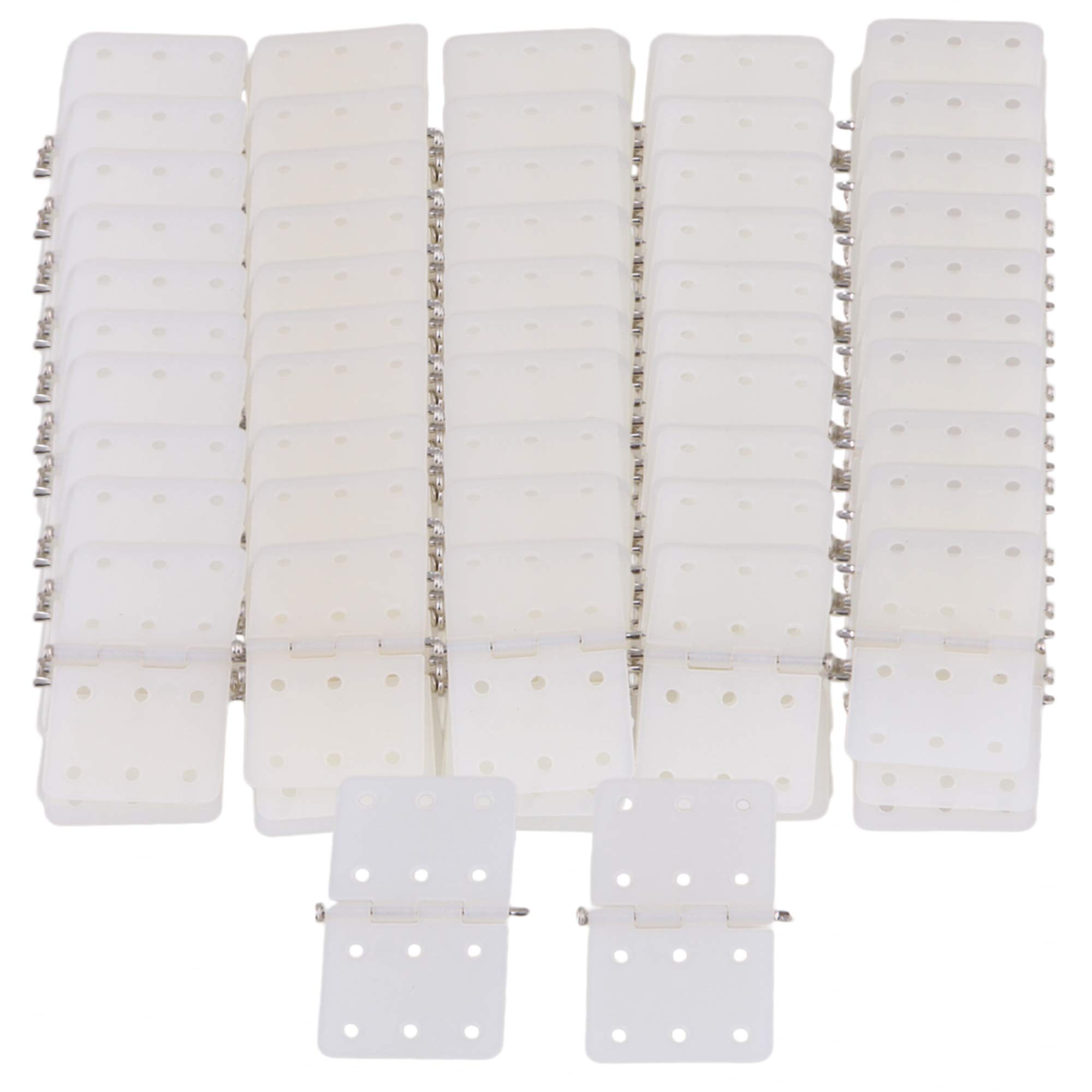 BQLZR 28x16mm Rectangle Beige Foldable and Plastic Pinned Hinges for DIY RC Airplane Pack of 100
