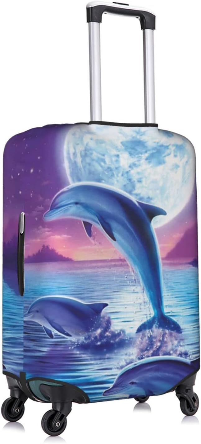 review Travel Luggage Cover Purple Sky Jumping Dolphin Boy Girl Suitcase Protector