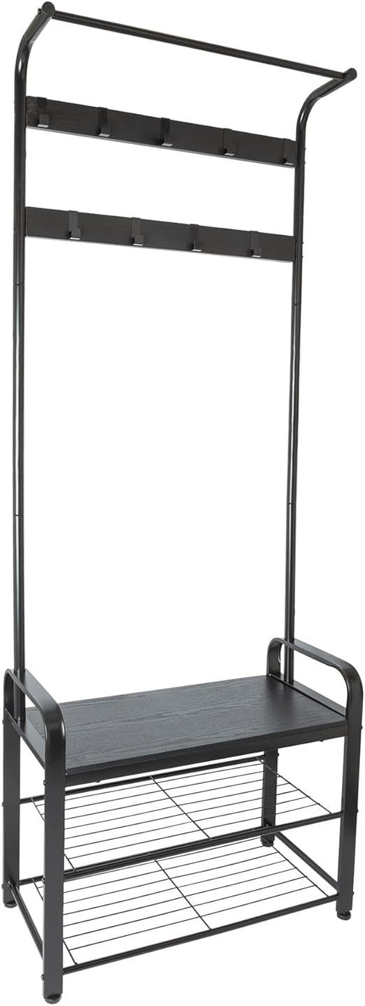 Harbour Housewares 1 x Black/Black Curved Coat Stand Made of Steel with