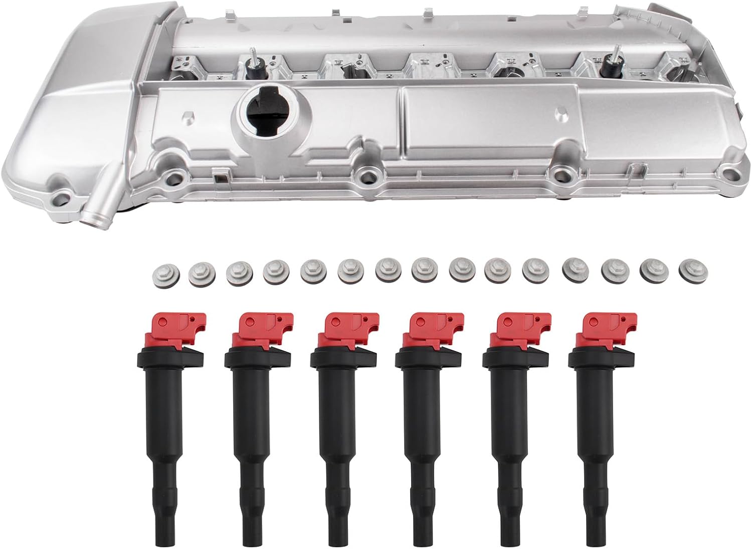 TRQ Ignition Coil Kit 7 Piece Valve Cover Compatible with 2003 BMW 325Ci 325i 325xi 330Ci 330xi 525i 530i