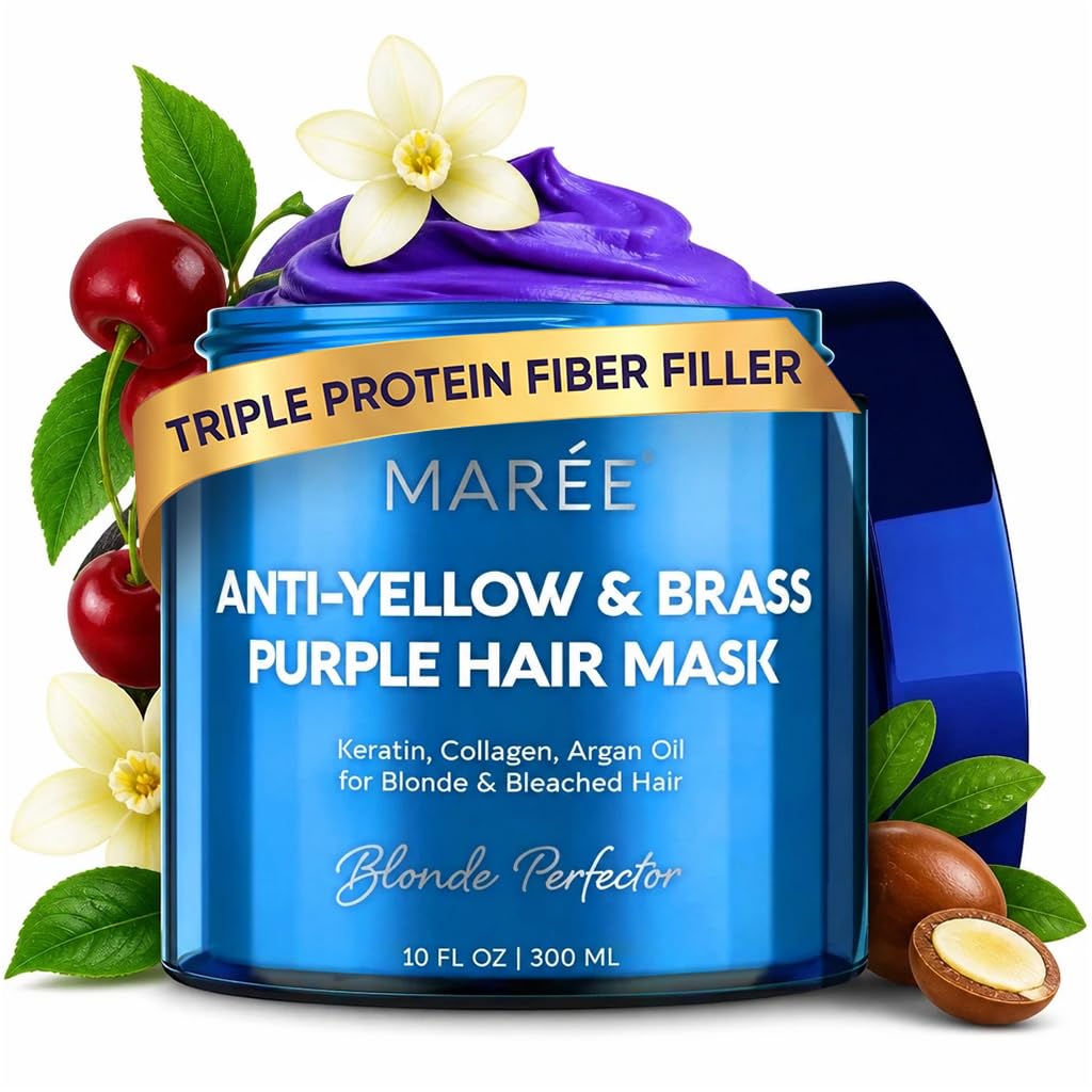 MAREE Anti Yellow & Brass Purple Hair Mask - Deep Conditioning Hair Mask 10 Fl Oz (Pack of 1)