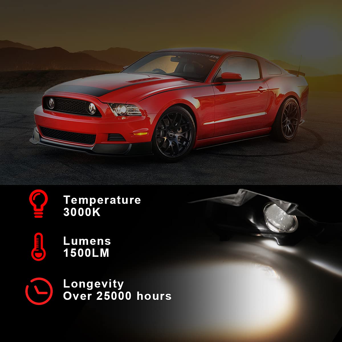 Nixon Offroad Fog Lights Assembly for 2013-2014 Ford Mustang HD Clear Lenses Fog Lamps Replacements, Bumper Driving Projector Fog Lights Pair + Wiring + Switch Kits