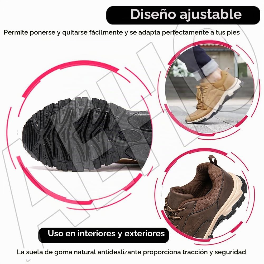 AEHO Zapatillas Pie Ancho Hombre Zapatillas sin Cordones Hombre Zapatos Deportivos Casuales para Correr Gimnasio Sneakers Ligero Transpirable Zapatillas de Running Adulto,Caqui,41/255mm