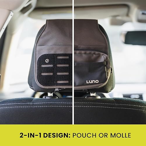 Miniatura 3 de Luno Organizador universal para reposacabezas  Almacenamiento para reposacabezas de coche con 5 bolsillos, bolsa Molle extraíble y almacenamiento