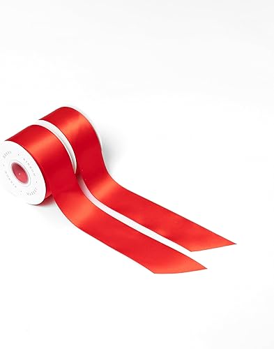 Cinta de satén roja para envoltura de regalos de Navidad, 1.5 pulgadas x 20 yardas, 40 yardas en total (paquete de 2)
