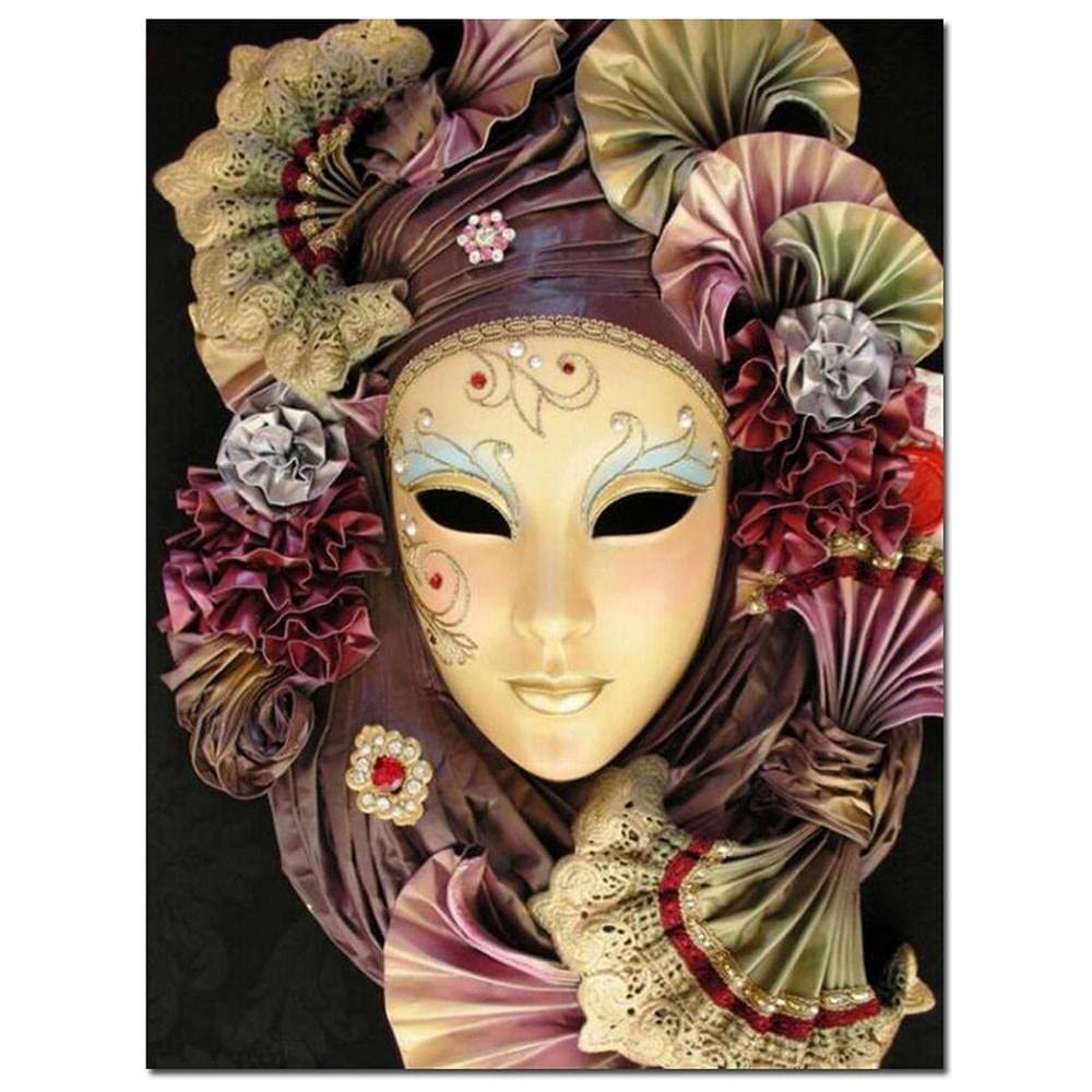 Diamond Painting Maske Frau DIY Kit – 5D Strass Stickerei, 50x70cm, Komplett Mit Werkzeug