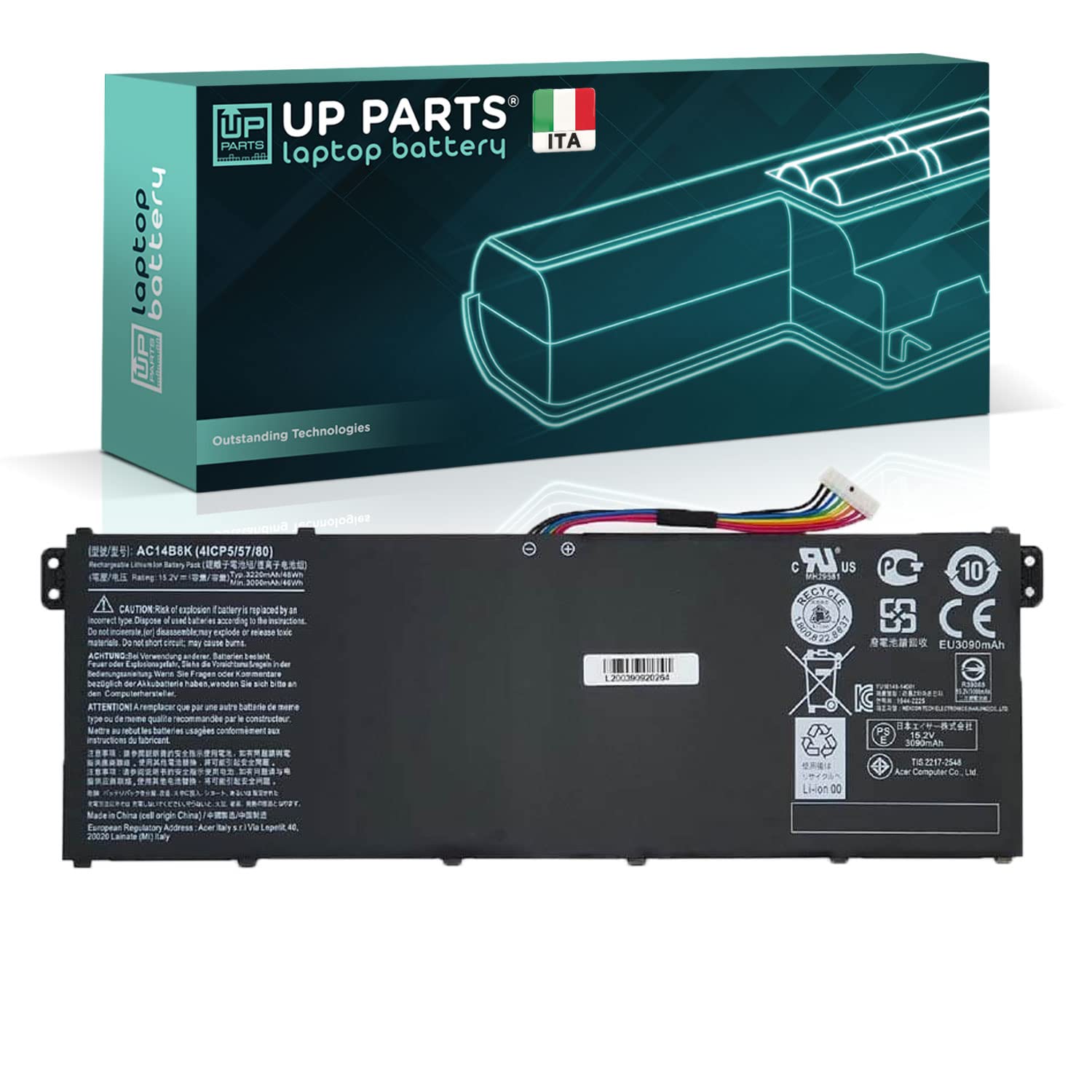 Batteria per Notebook Compatibile con Acer AC14B8K (3600mAh, 15.2V 55Wh) per Spare Parts AC14B8K AC14B13K AC14B18K AC14B3K per Laptop Nitro 5 AN515-51 AN515-52 AN515-53 4ICP5/57/80