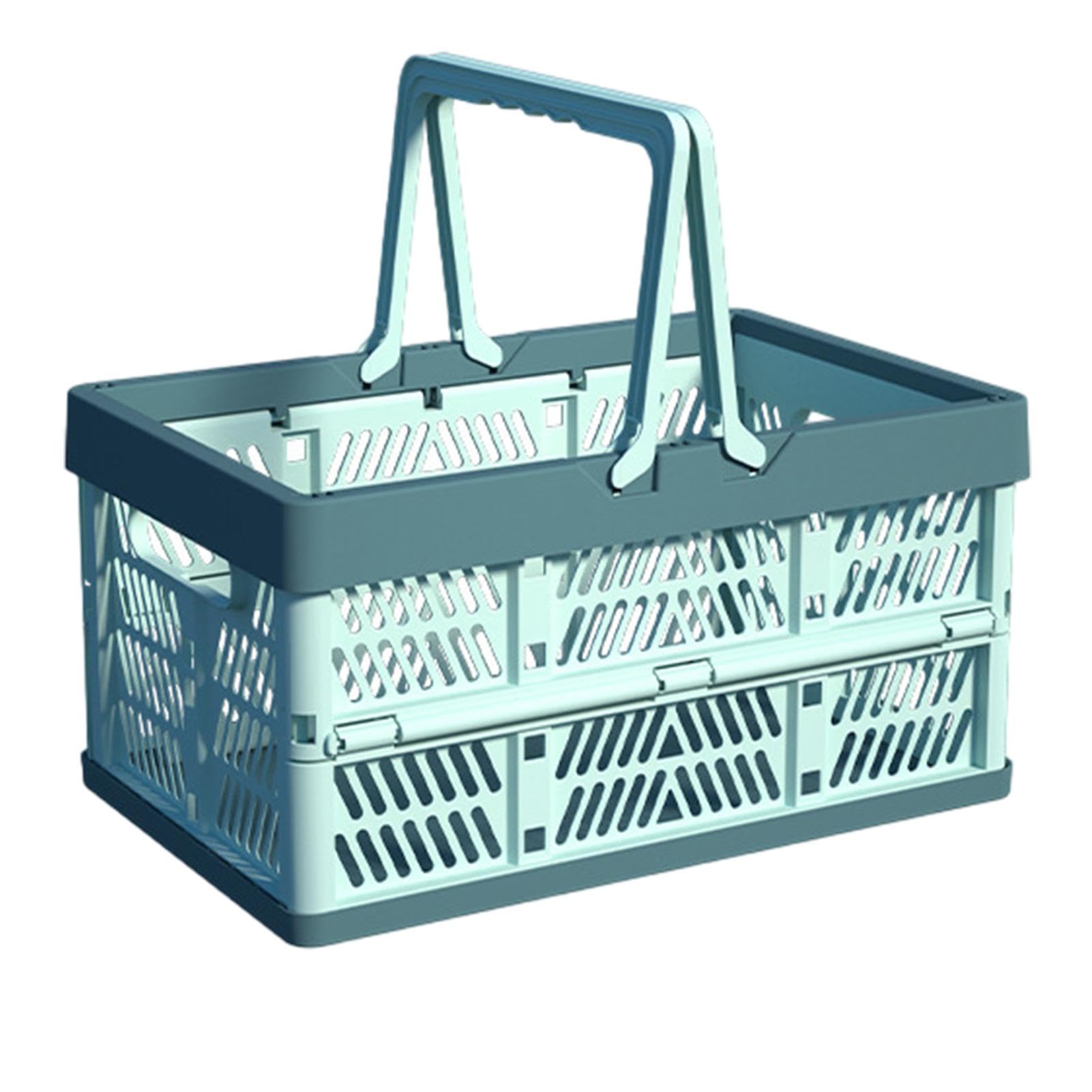 Picnic Basket, Folding Picnic Basket, Grocery Shopping Basket, Collapsible Picnic Baskets with Handles, Folding Storage Basket, Market Basket for Camping, Home Organization, and Travel