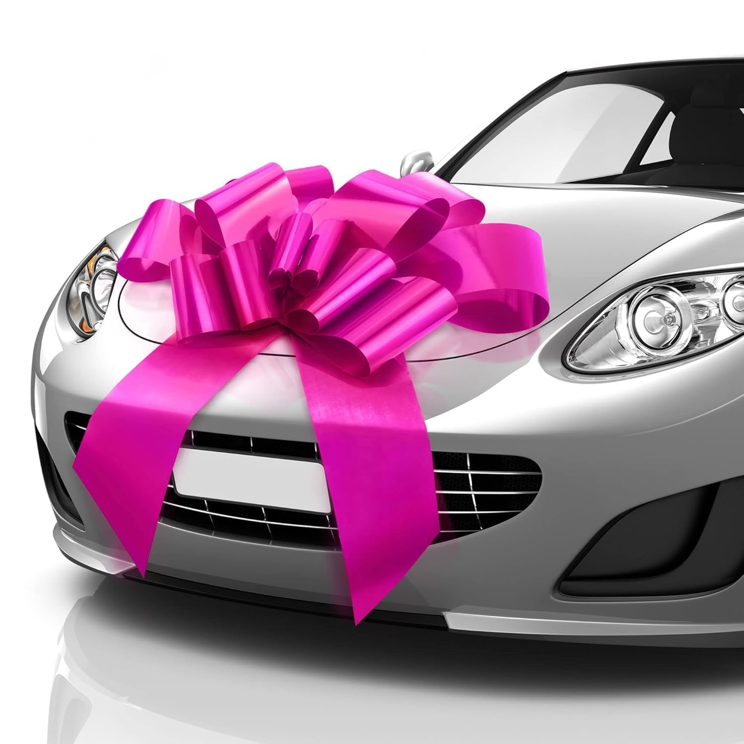 Giant Car Bow (Pink, 30 inch) Big Gift Wrapping Bow for Large Gift Decoration, Giant Indoor/Outdoor Bow with 12 Loops and 2 Suction Cups (No Magnets that Scratch)