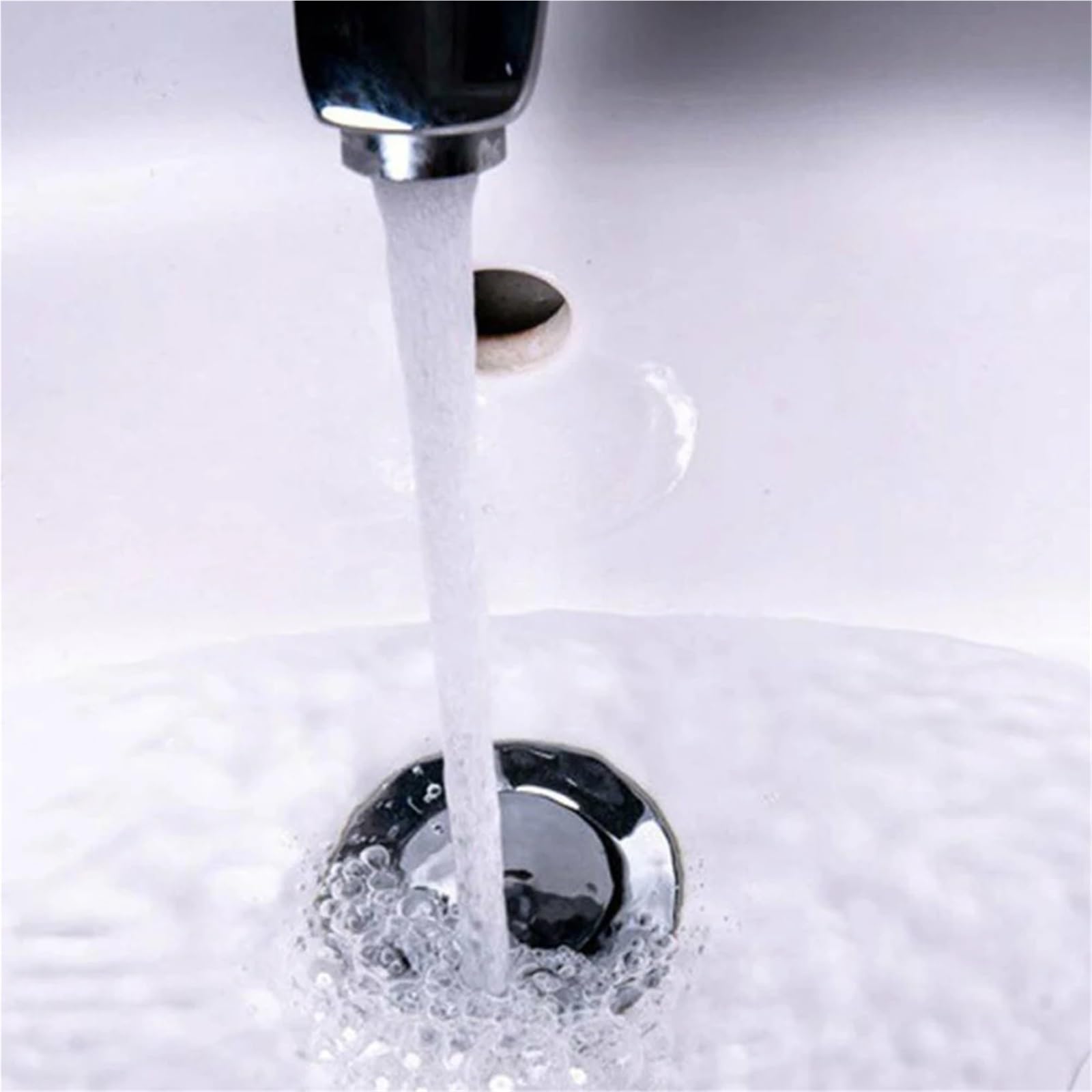 Tapón para Lavabo, Tapón Universal for Lavabo de baño, Grifo 36mm, desagüe emergente, botón pulsador Cromado, Paquete 2