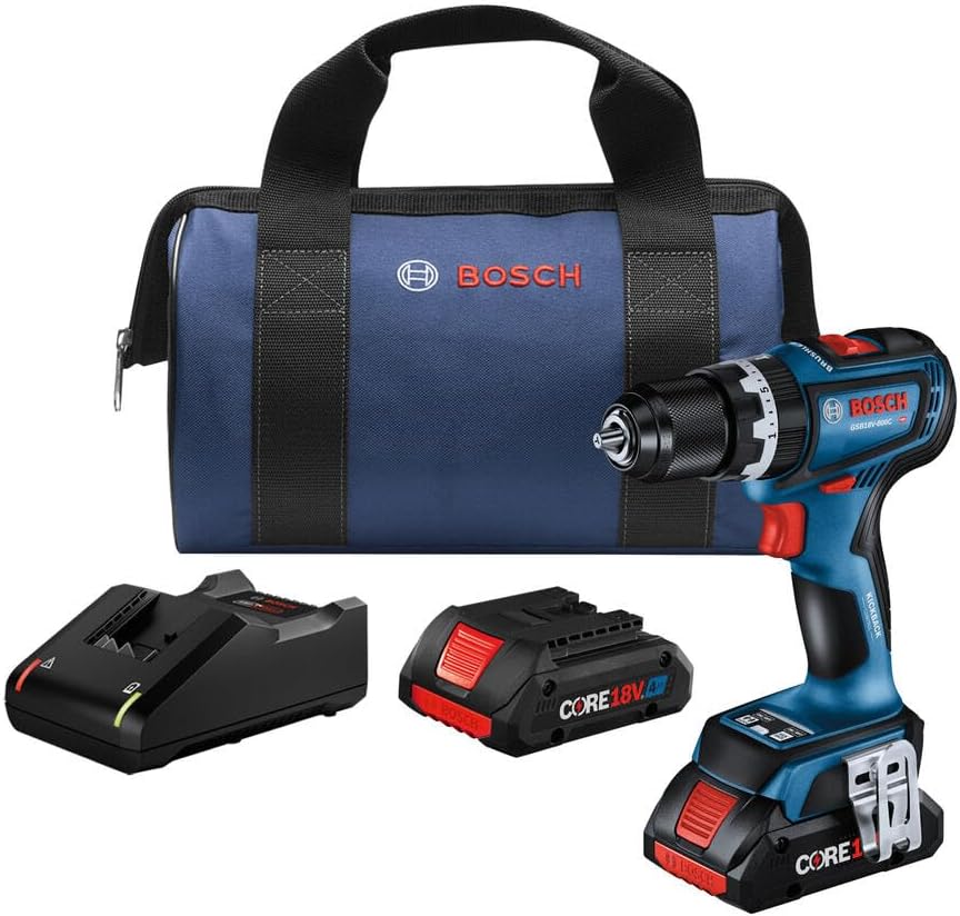 BOSCH GSB18V-800CB24 1/2 In. Brushless Connected-Ready Hammer Drill/Driver Kit with (1) CORE18V® 4 Ah Advanced Power Battery