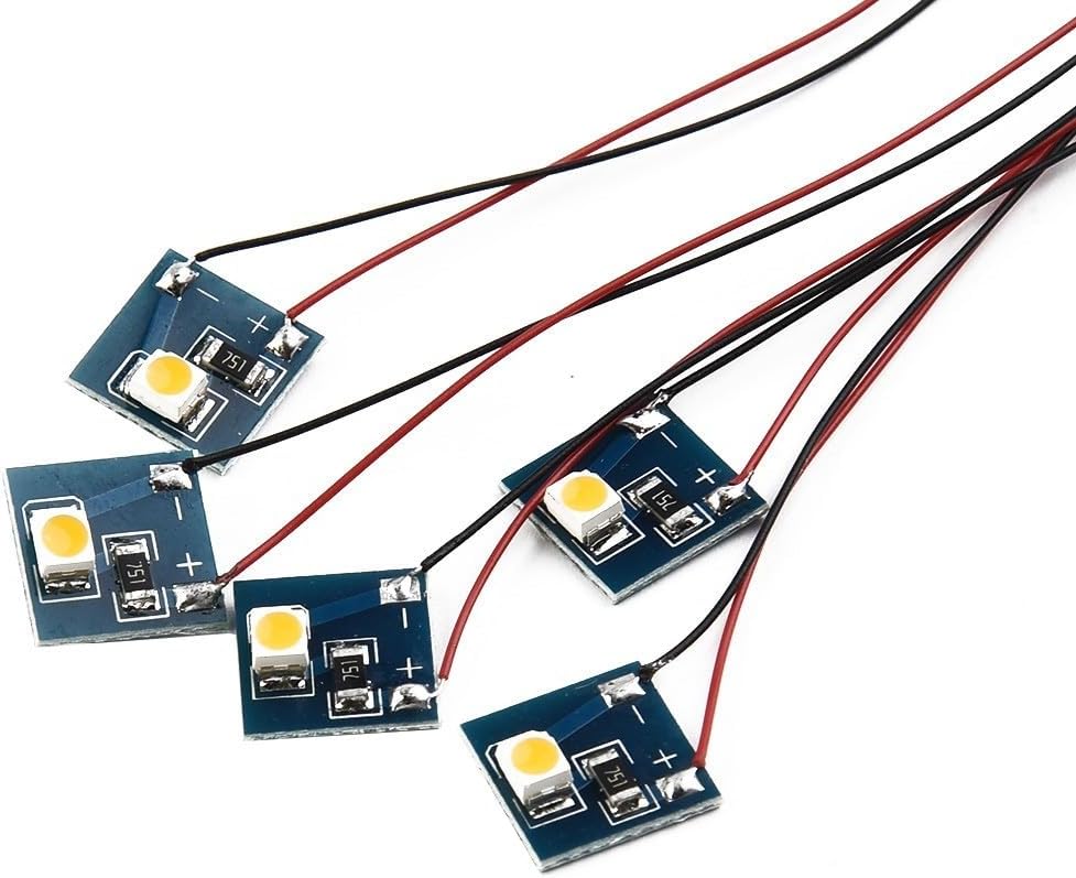 5pcs Model Train Pre-soldered Wired 12v LEDs for Model Railway Building Interior Lighting Decorations(Warm Light), AN1783C09GNC1EB8388223FY8F