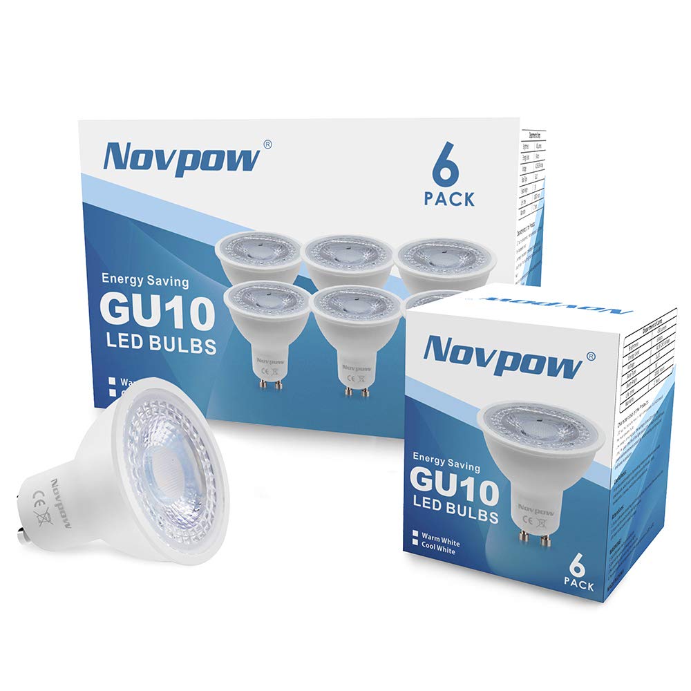 GU10 LED Light Bulbs, 6W 450LM Warm White 3000K Track Spotlight Bulb AC 220-240V Equivalent for 50W Halogen Lamp 38° Beam Angle 6 Packs No Dimmable Energy Class A+