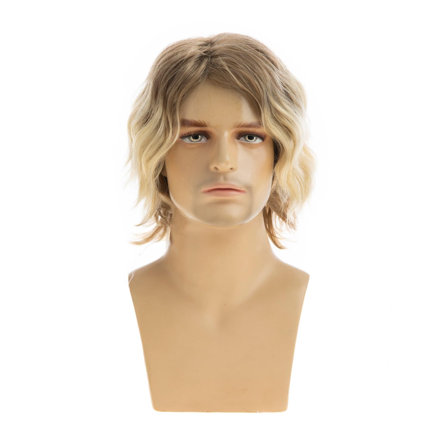 Perruque Blondes Courtes Hommes Cheveux Bouclés Naturels Synthétiques Moelleuses