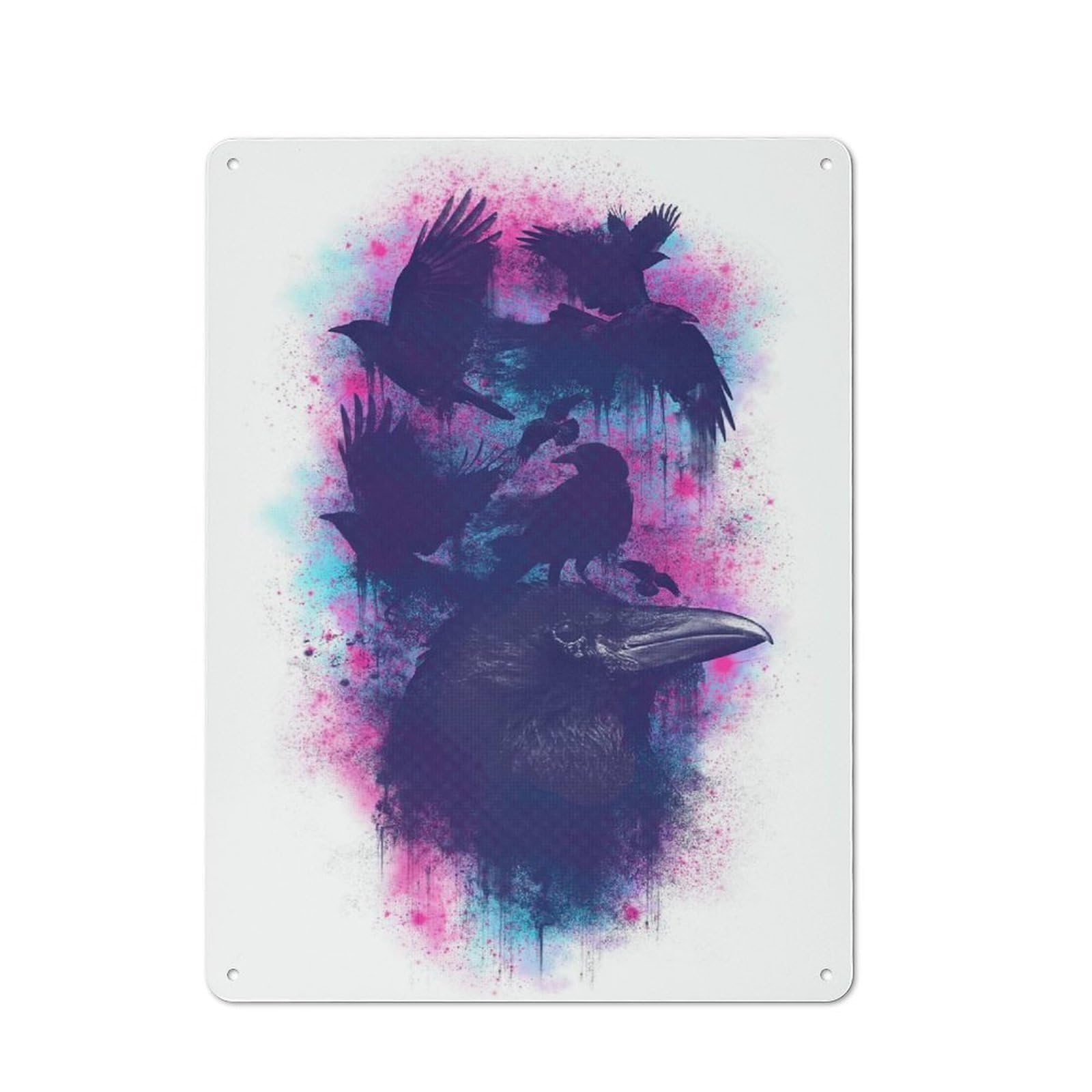 Junmoney Family Of Ravens Vintage Metal Plaque 40X30cm For Workshop Wall, For Kitchen And Home Bar Decor, For Home Office And Studio Walls