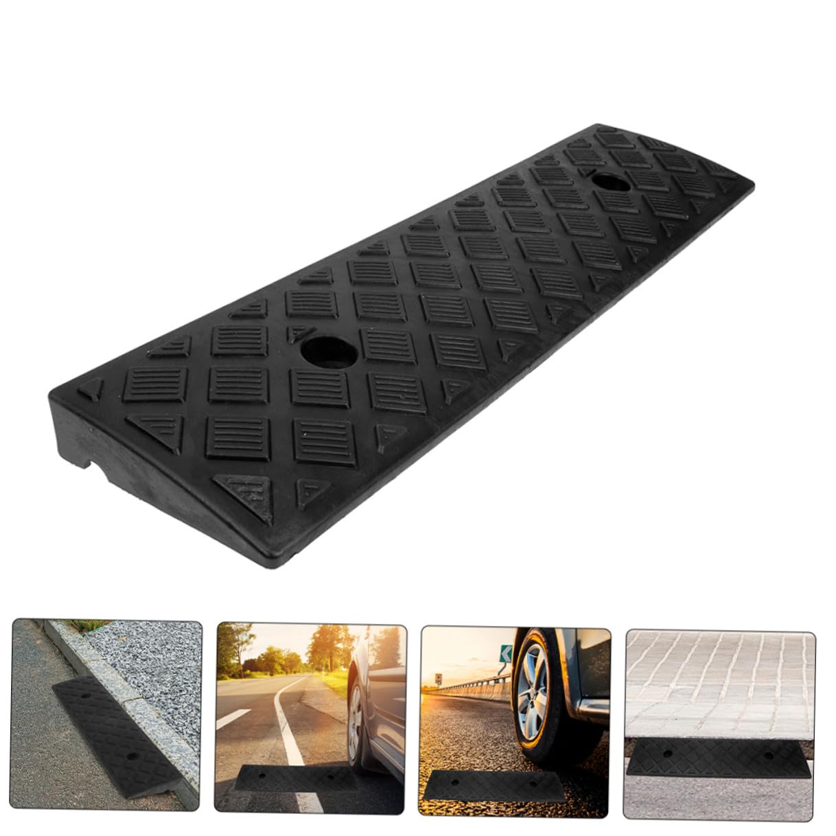 CALLARON Rampe De Seuil Antidérapante 2 Pièces 3 Cm Hauteur en Caoutchouc Et Plastique Épais pour Allée, Trottoir, Garage, Scooter Et Fauteuil Roulant, Accès Véhicule, Usage Intérieur Et Extérieur