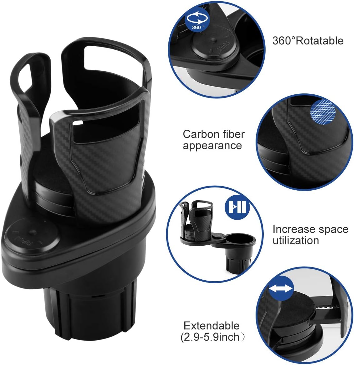 LiteBee Dual Car Cup Holder, Cup Extender, Hydro-Flask Cup Holder Adjustable and Extendable Suitable for Large Water Bottle