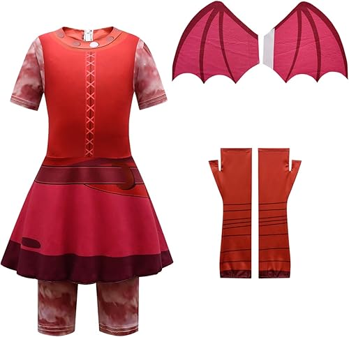 Miniatura 2 de AADICARE Disfraz de monstruo para niñas, trajes de cosplay de Halloween, disfraz de fiesta elegante con alas y guantes para niños