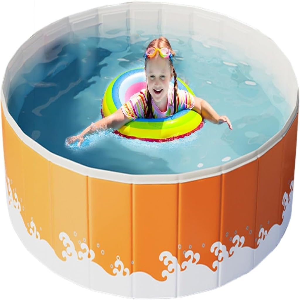 Non-inflatable Swimming Pool, Foldable Swimming Pools Ground(Orange,90 * 48cm)