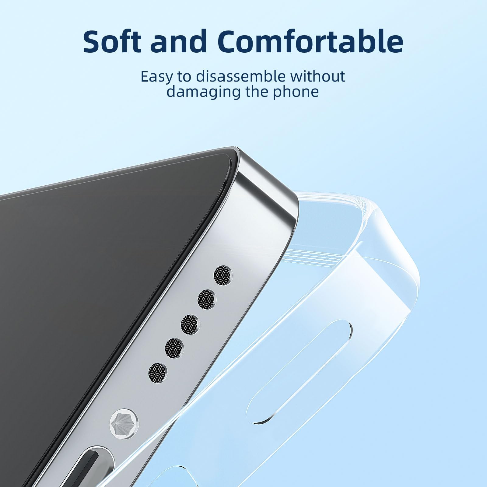 NEW'C Cover per iPhone 14 (6,1 Pollici) Gel TPU in silicone ultra trasparente e 2 × vetro temperato per iPhone 14 (6,1 Pollici), Pellicola proteggi schermo