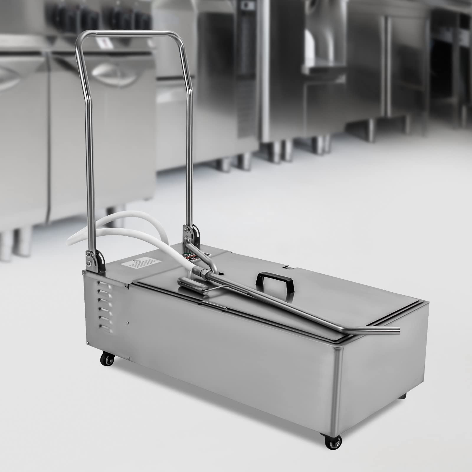 Mobile Fryer Filter Machine, 55L/14.53 Gal 370W 110V Commercial Oil Filler Cart Truck Separator 201 Stainless Steel Cooking Oil Filtration System with 13L/3.43gal Pump for Supermarket Restaurant