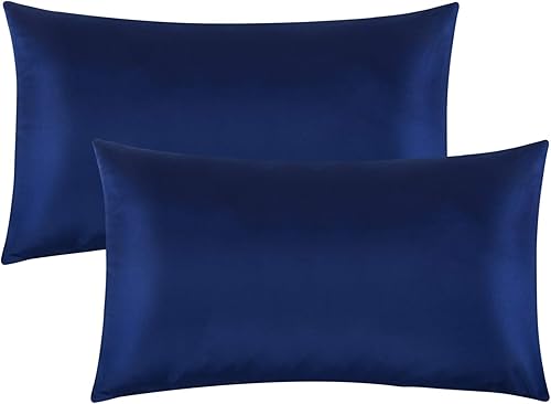 FLXXIE Paquete de 2 fundas de almohada de satén King con cremallera para cabello y piel, sedosas y súper suaves (20 x 36 pulgadas), fundas de