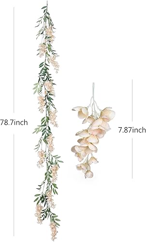 Miniatura 2 de Duovlo 4 guirnaldas de glicina de seda de imitación de 6.6 pies para colgar en el hogar, al aire libre, jardín, ceremonia, boda, arco, decoración