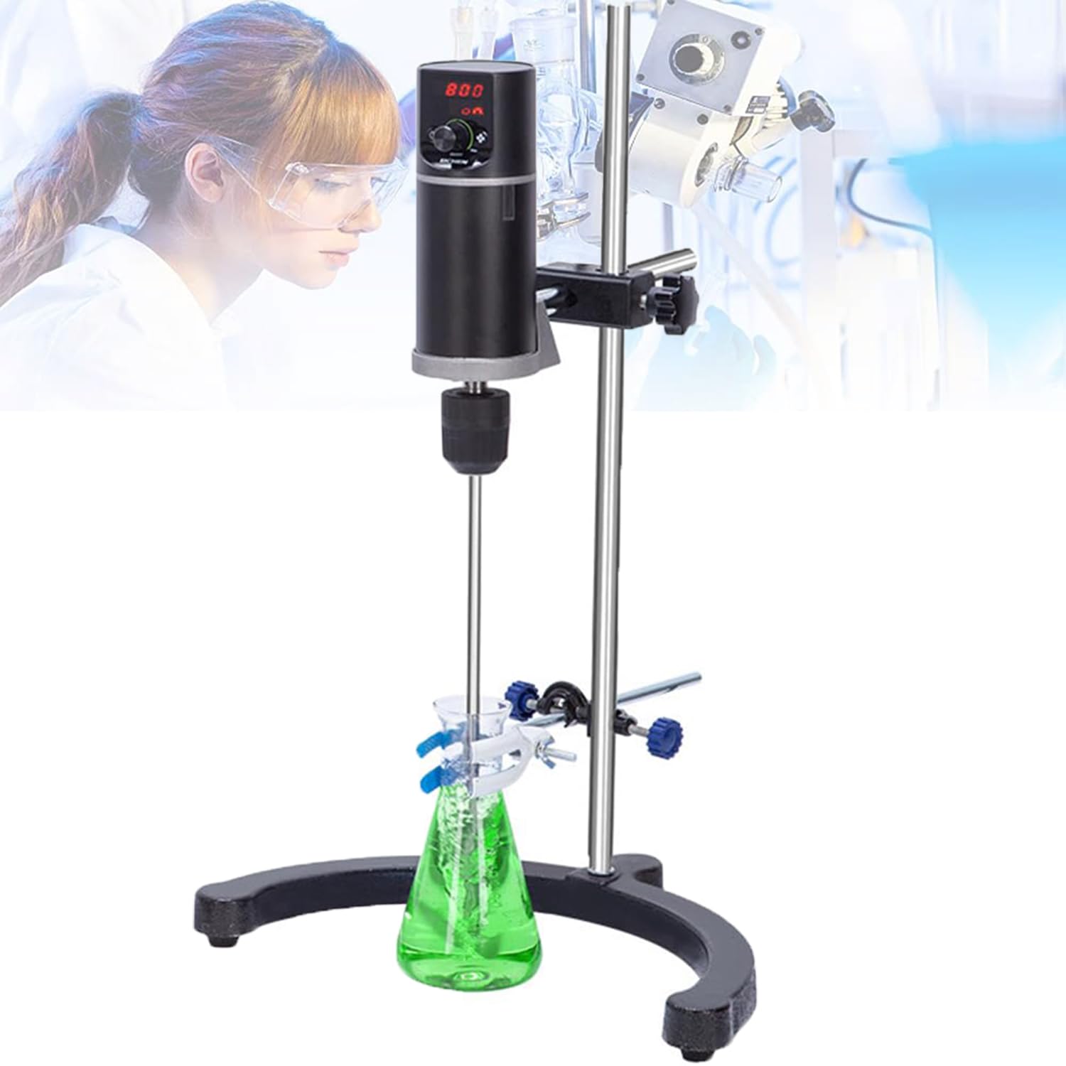 Mieszadło elektryczne, laboratoryjne urządzenie do regulacji prędkości, prędkość obrotowa 100-2000 obr./min do eksperymentów mieszania i mieszania ciał stałych i cieczy