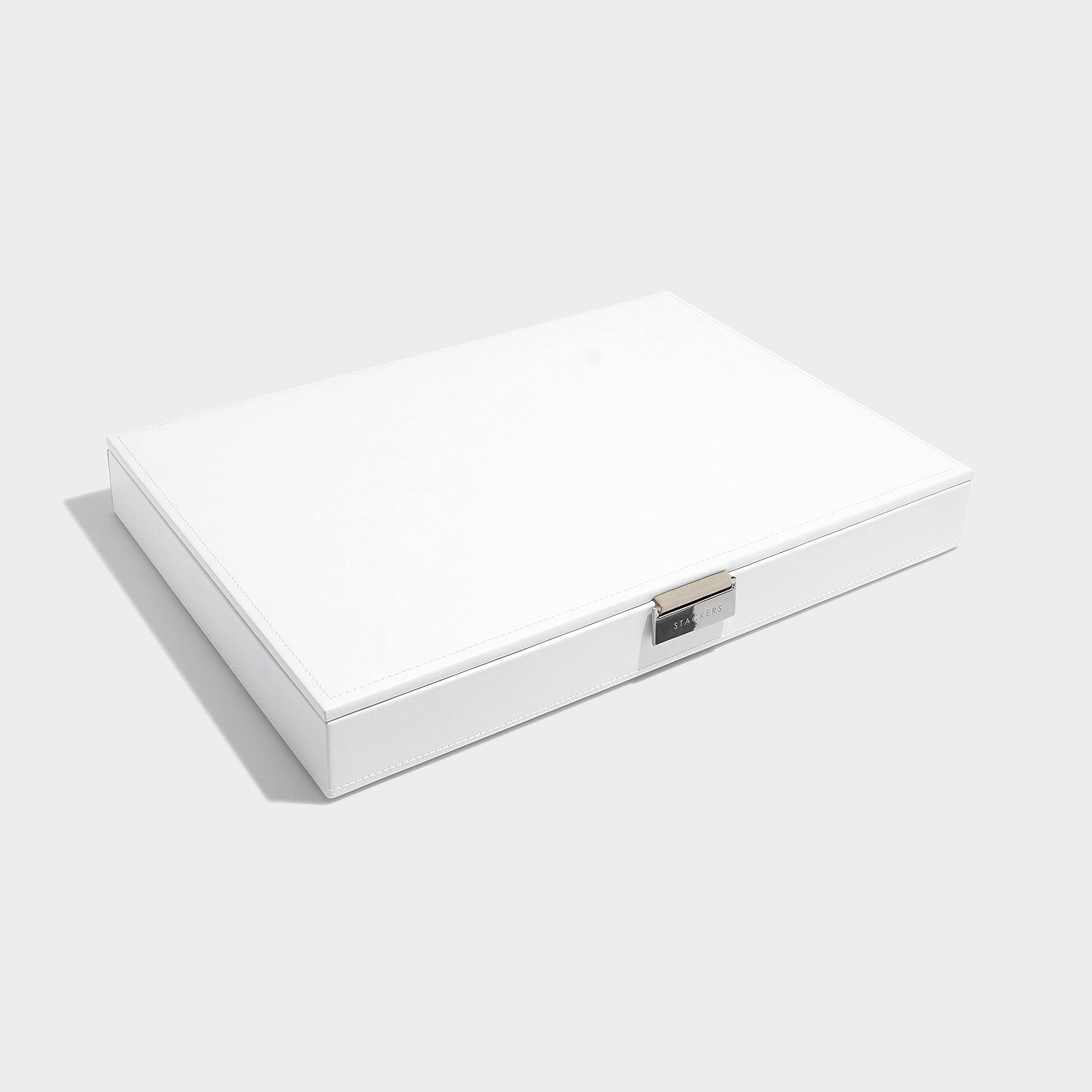 STACKERS super-size | caja de la joyería organizador con tapa, blanco con forro de terciopelo gris