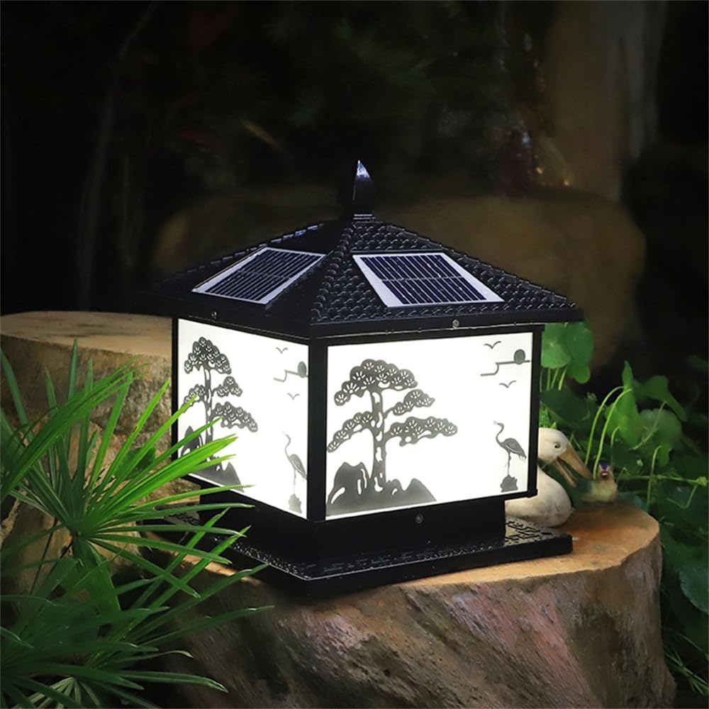 Zewnętrzna słoneczna lampa pocztowa wodoodporna do nowoczesnego domu Villa Garden Dziedziniec Ganek do obudowy ściennej Oświetlenie pocztowe LED (N Czarny D25CM 1 SZTUK)