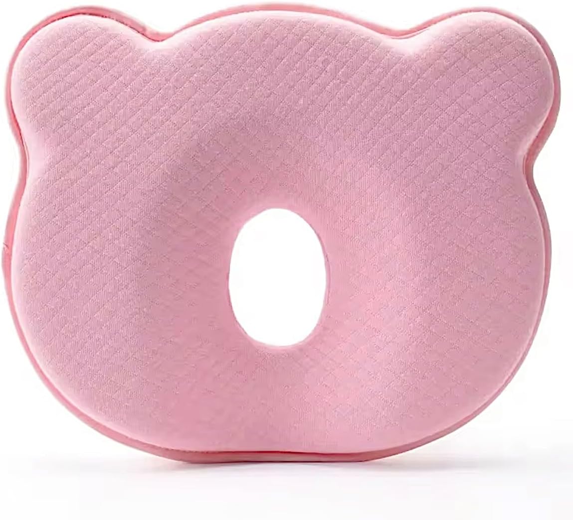Soft Memory Foam Baby Changing Station Support pad for Infant,Removable Cover, Portable Travel Cushion with Bear Cover – Comfortable Head Support for Kids, Breathable and Washable (Pink)