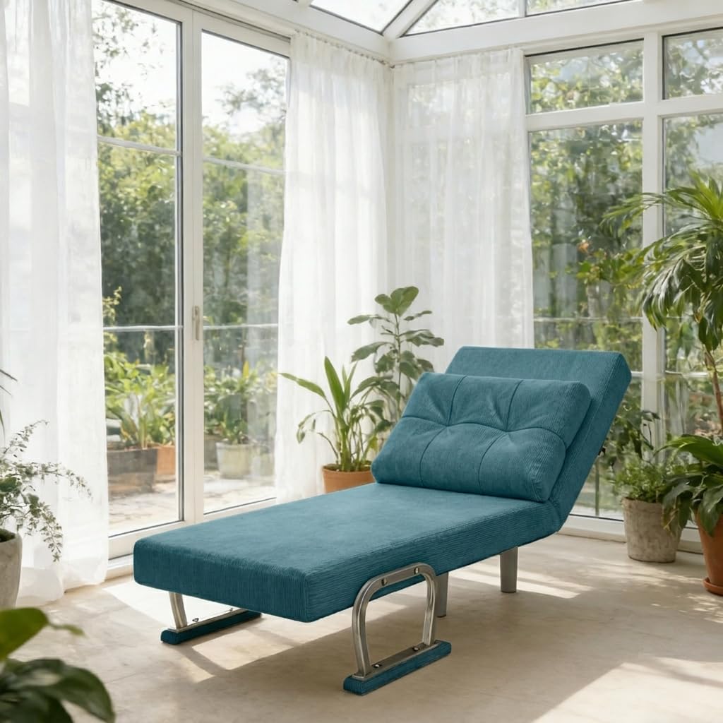 Fabulcozy Fauteuil Convertible 1 Place - Canapé Chauffeuse Lit 4 en 1, Canapé-lit Convertible Dossier Réglable 5 Positions avec Coussin 60x58x77cm